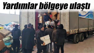 Karaman'dan çıkan tırlar Elazığ'a ulaştı