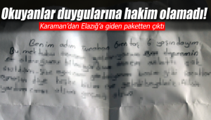 Karaman'dan Elazığ'a giden paketten çıktı