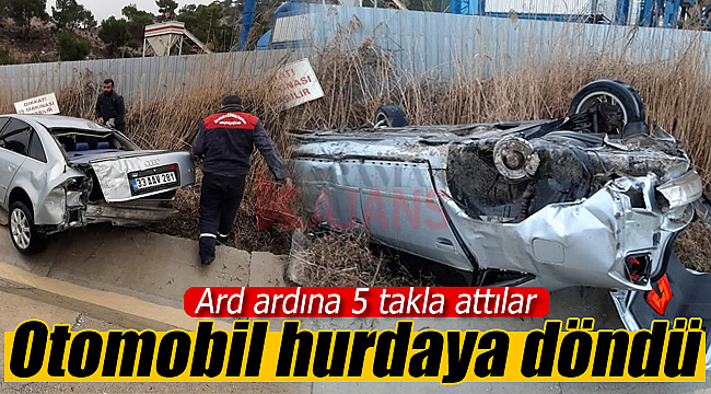 Denedikleri otomobili hurdaya çevirdiler