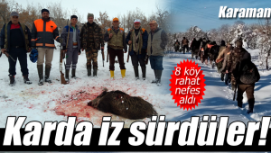 Karaman'da avcılar kar üstünde iz sürdü