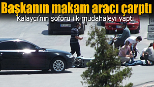 Başkanın makam aracı motosiklete çarptı