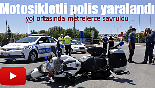 Otomobil motosikletli trafik polisine çarptı 1 polis yaralandı
