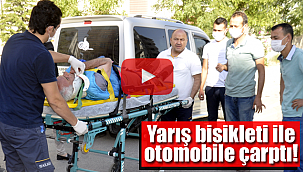 Yarış bisikleti ile otomobile çarptı