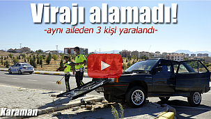 Karaman'da virajı alamayan otomobil refüje çıktı