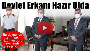 Karaman'da devlet erkanı onların karşısında esas duruşta