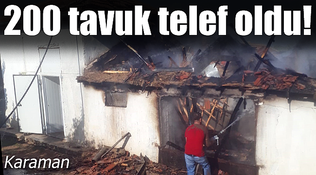 Karaman'da ki yangında 200 tavuk telef oldu