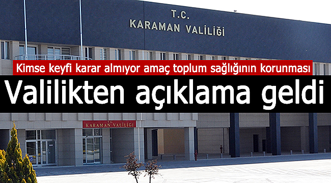 Karaman Valiliğinden pazar yeri açıklaması geldi