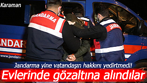 Karaman'da jandarma 2 eve operasyon yaptı gözaltındalar