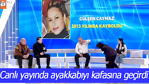 Canlı yayında ayakkabıyı kafasına geçirdi