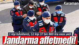Jandarma affetmedi 1 kişi tutuklandı 12 kişi 37 bin lira ceza yedi