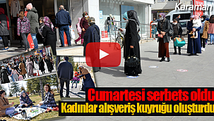 Karaman'da cumartesi yoğunluğu kadınlar mağaza önünde kuyruk oluşturdu