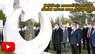 Karaman'da devlet erkanı şehitlerin huzurunda esas duruşa geçti