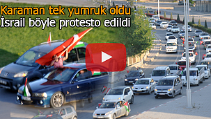 Karaman'da yaklaşık 500 araçla İsrail protestosu