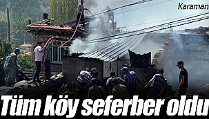 Ev alev alev yandı tüm köylüler seferber oldu