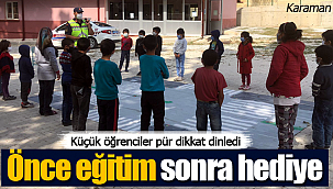 Jandarmadan çocuklara önce eğitim ardından hediye