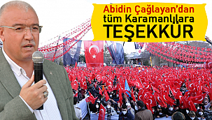 Abidin Çağlayan'dan tüm Karamanlılara teşekkür