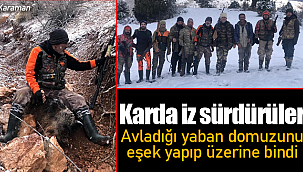 Avladığı yaban domuzunu eşek yapıp üzerine bindi