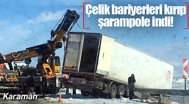 Çelik bariyerleri kırıp şarampole indi