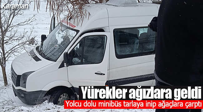 Yürekler ağza geldi yolcu dolu minibüs tarlaya indi