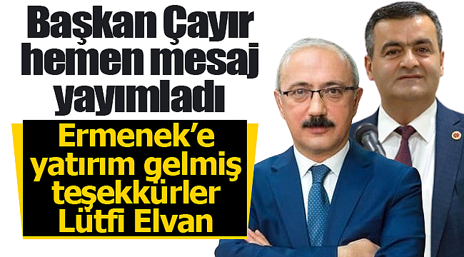 Çayır'dan Elvan'a teşekkür