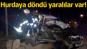 Otomobil hurdaya döndü yaralılar var