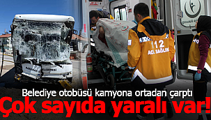 Belediye otobüsü kamyona çarptı 7 yaralı