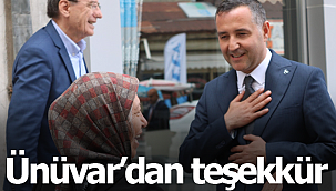 Ünüvar'dan teşekkür mesajı