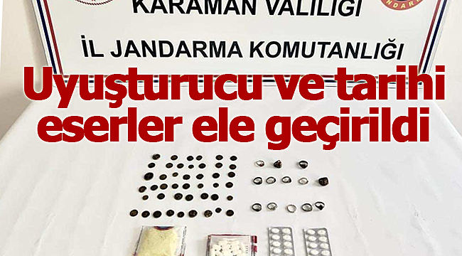 Jandarma uyuşturucu ve tari eserleri ele geçirdi