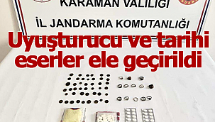 Jandarma uyuşturucu ve tari eserleri ele geçirdi