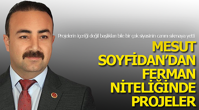 Soyfidan'dan, ferman niteliğinde projeler