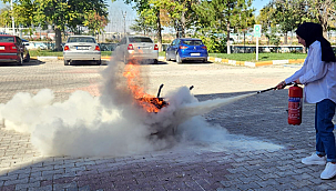 Kız yurdunda yangın tatbikatı